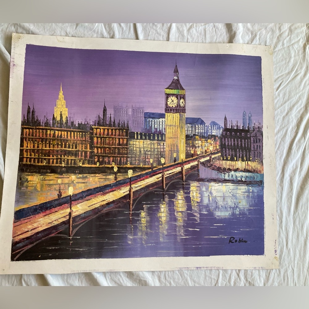 Oil on canvas painting of Westminster London, England